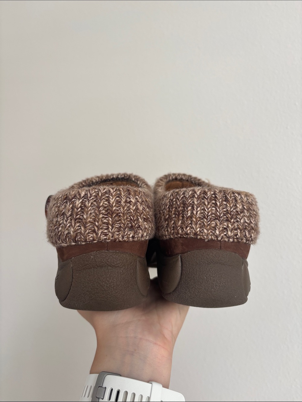 Dansko Kenzie clogs brown leather cozy sweater-knit collar decorative button EUC - Picture 6 of 8